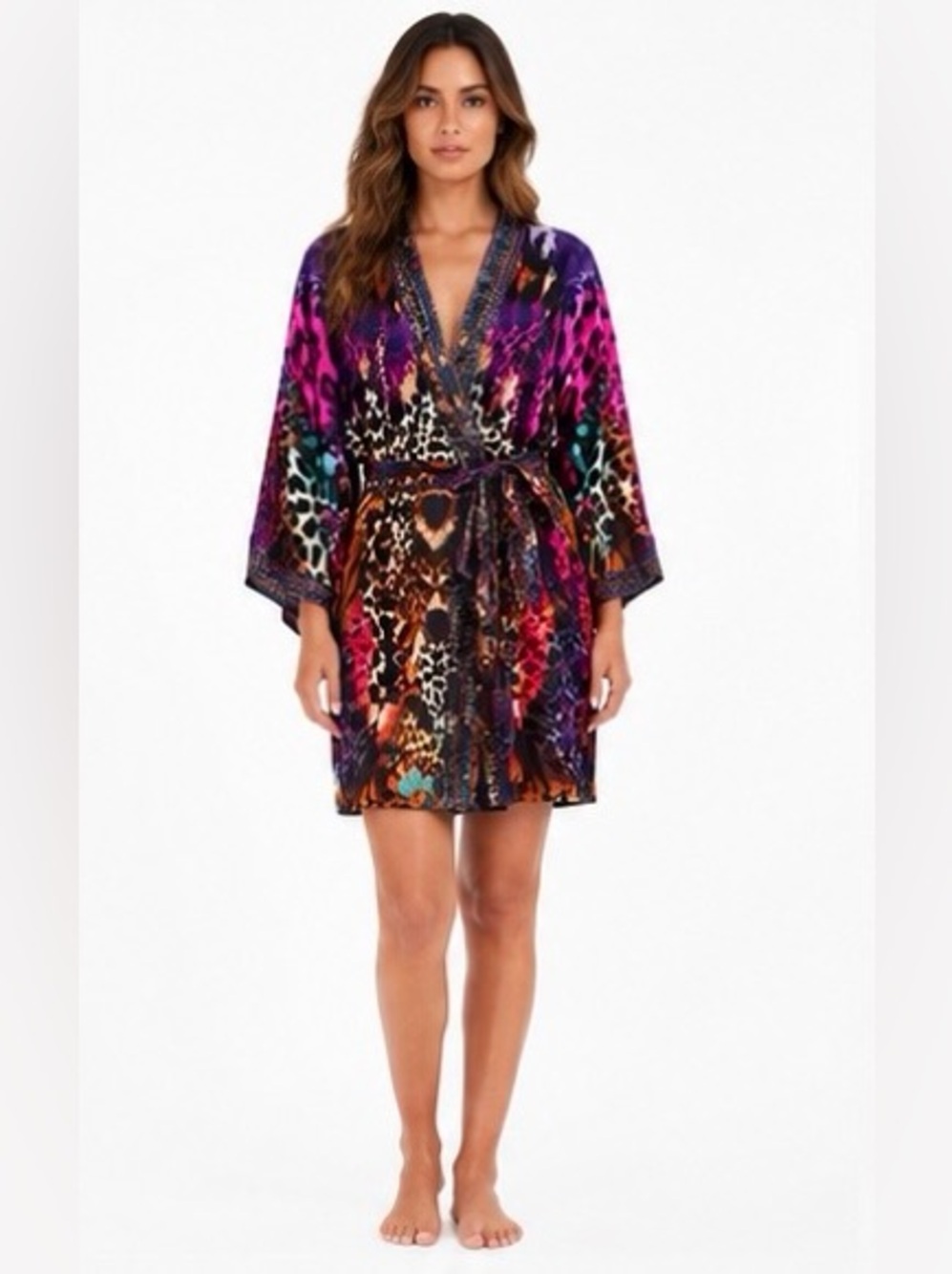 Camilla Surrealist Suspension silk tie front kimono robe